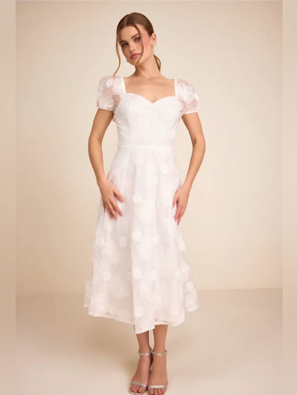 Lulus"Sweetest Behavior" White Midi Dress